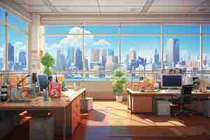 Free photo beautiful office space in cartoon style