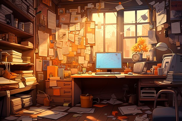 Beautiful office space in cartoon style