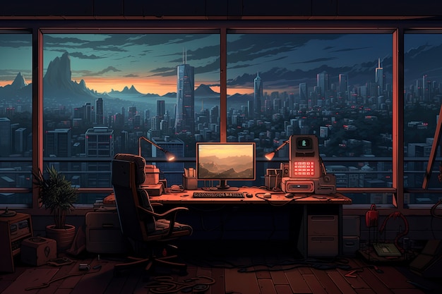 Бесплатное фото Красивое офисное пространство в стиле мультфильмов