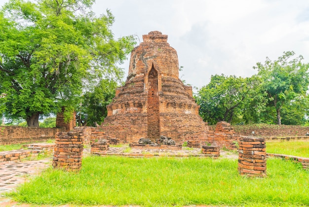 Free photo beautiful old architecture historic of ayutthaya in thailand