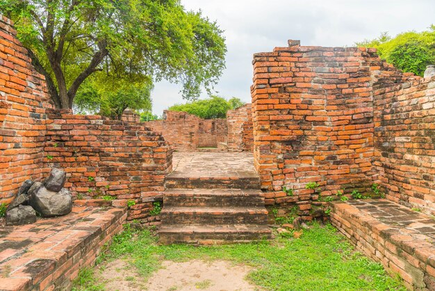 Красивая старая архитектура, история Аюттхая в Таиланде