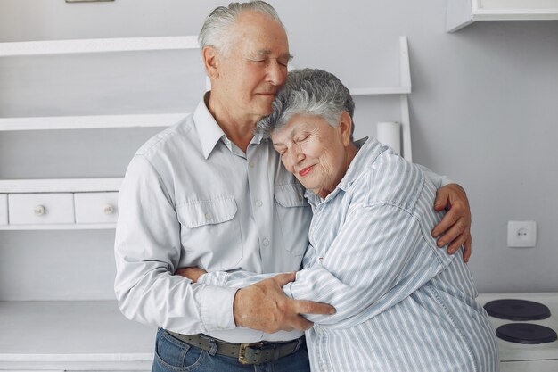 Beautiful old couple spent time together at home