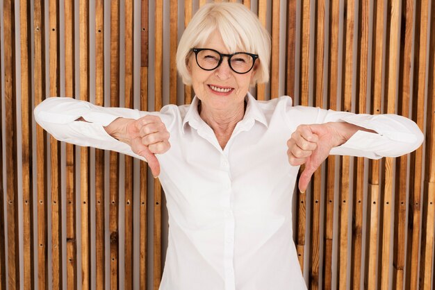 Beautiful old woman with eyeglasses