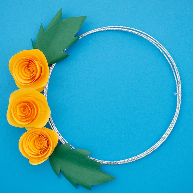 Beautiful ornamental frame with colorful orange flowers