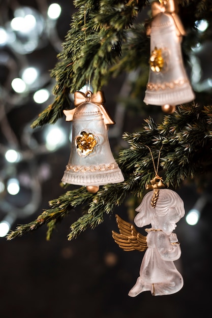 Beautiful ornaments in christmas tree