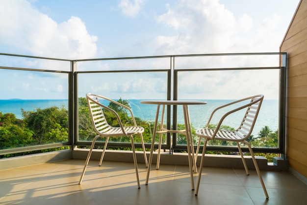 Beautiful outdoor patio with chair and table