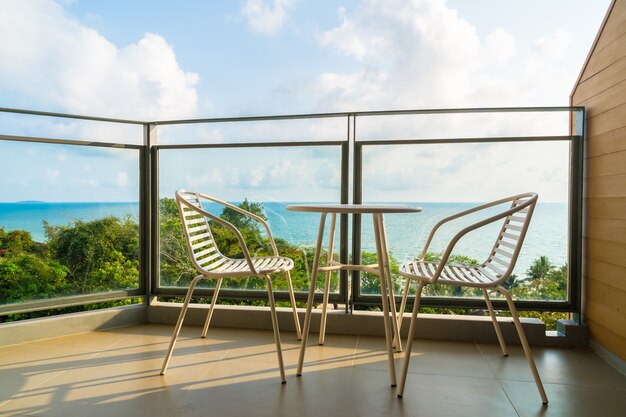 Beautiful outdoor patio with chair and table