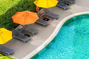 Free photo beautiful outdoor swimming pool in hotel resort for holiday vacation