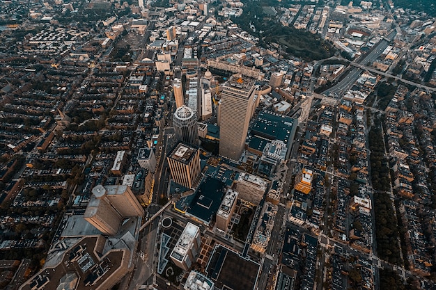Beautiful overhead cityscape shot with a drone