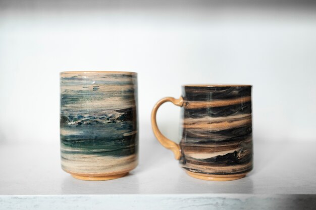 Beautiful painted mugs arrangement