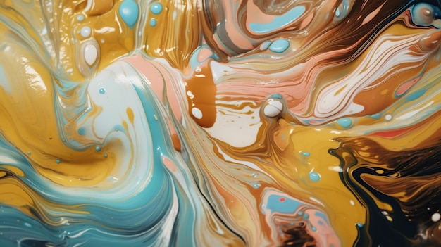 Beautiful painted oil in multicolored tones Conceptual abstract closeup of a painting by benerative ai