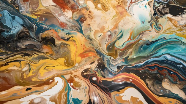 Beautiful painted oil in multicolored tones Conceptual abstract closeup of a painting by benerative ai