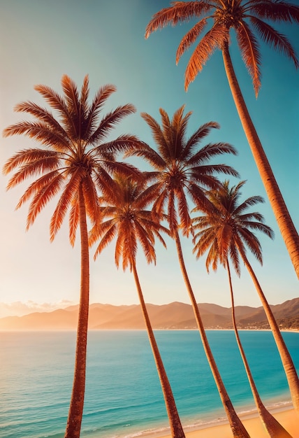 Free photo beautiful palm tree in vivid colors