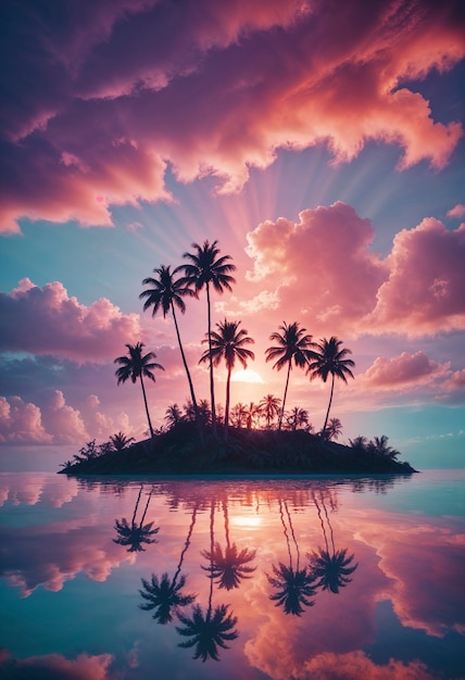 Free photo beautiful palm tree in vivid colors