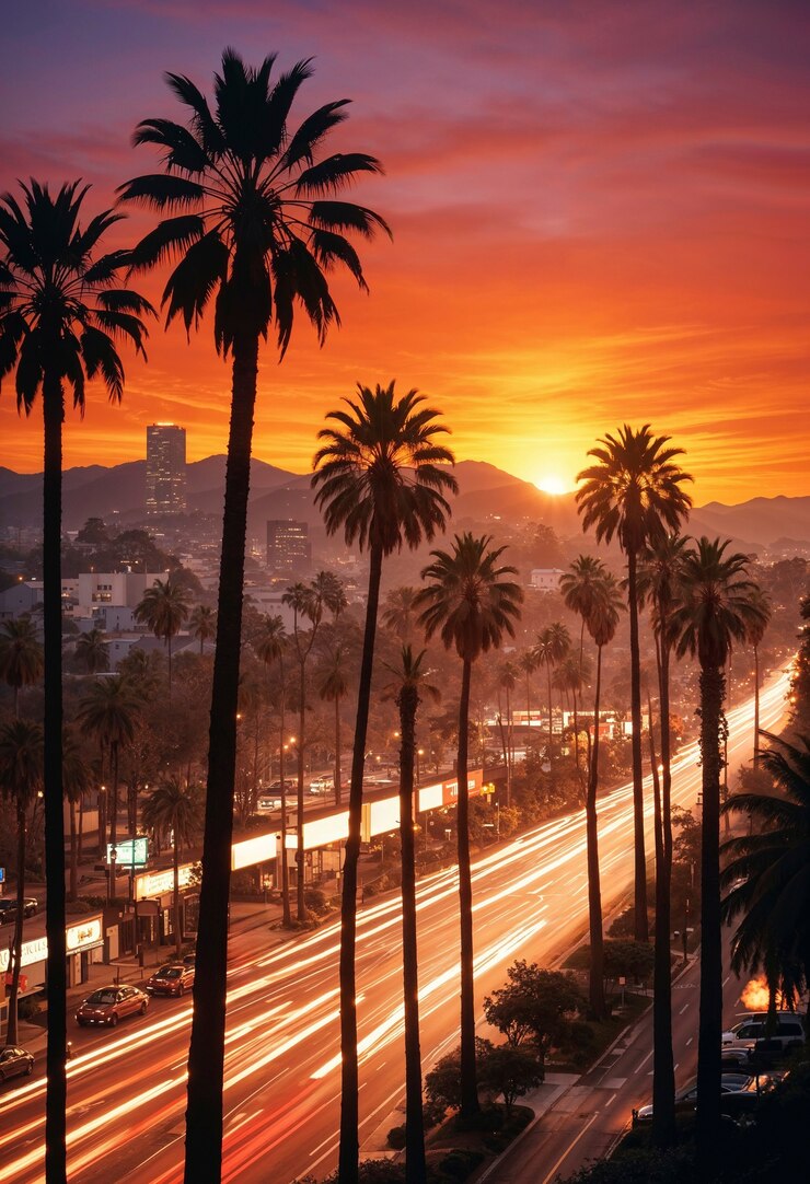 Free Photo beautiful palm tree in vivid colors