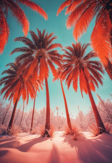 Free photo beautiful palm tree in vivid colors