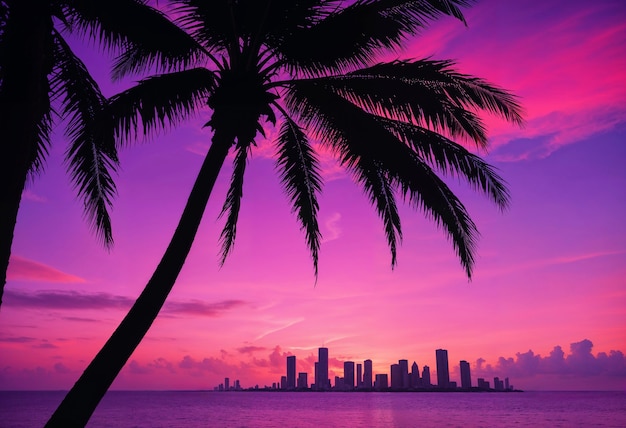 Free photo beautiful palm tree in vivid colors