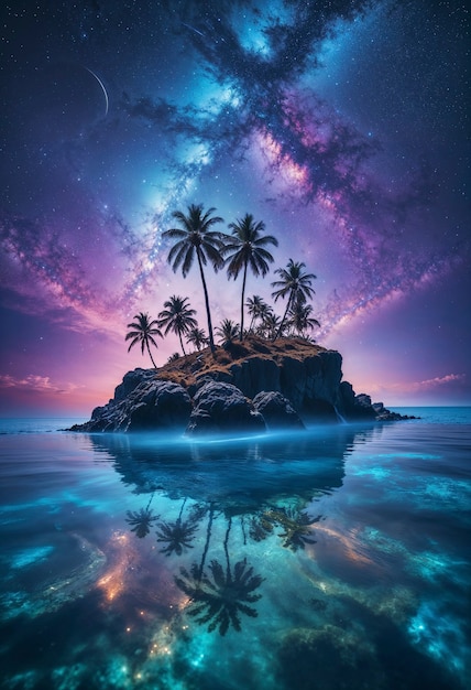 Free photo beautiful palm tree in vivid colors