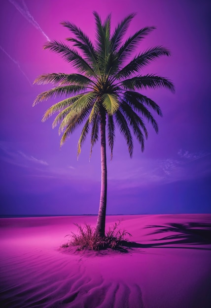 Free photo beautiful palm tree in vivid colors