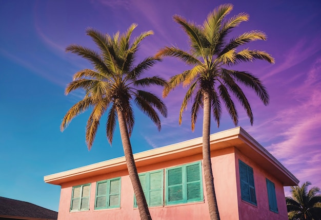 Free photo beautiful palm tree in vivid colors