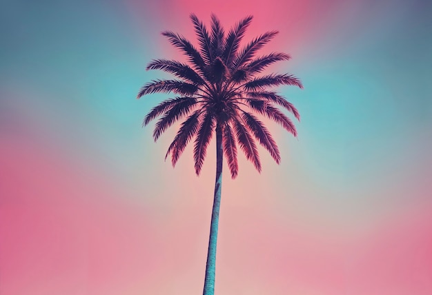 Free photo beautiful palm tree in vivid colors