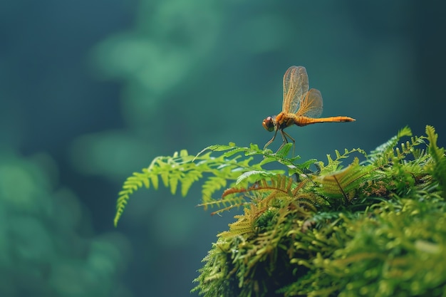 Foto gratuita bella libellula fotorealista in natura