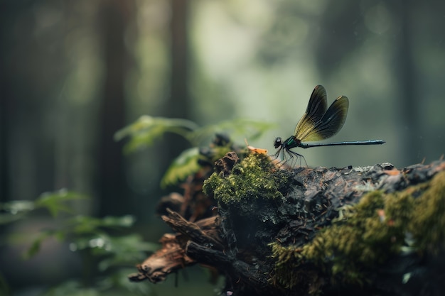 Bella libellula fotorealista in natura