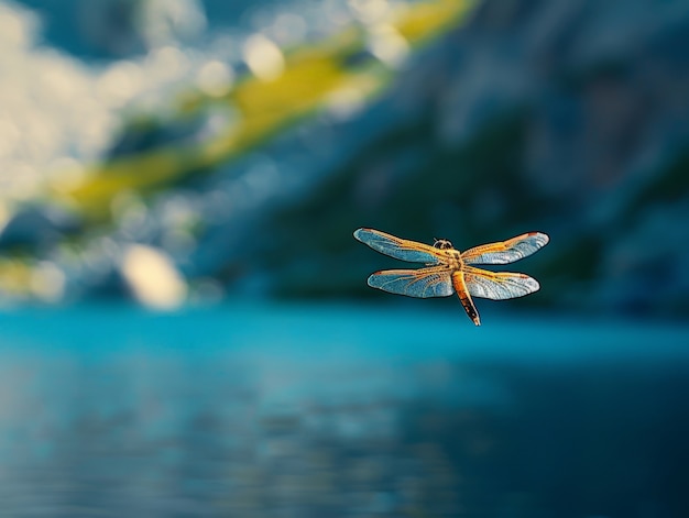 Free photo beautiful photorealistic dragonfly in nature