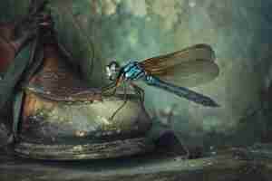 Free photo beautiful photorealistic dragonfly in nature