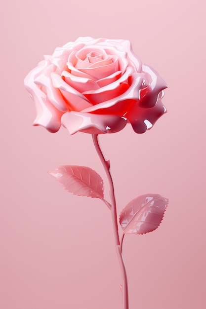 Бесплатное фото Красивая розовая роза в студии