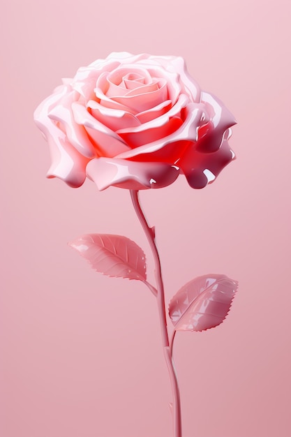 Beautiful pink rose in studio