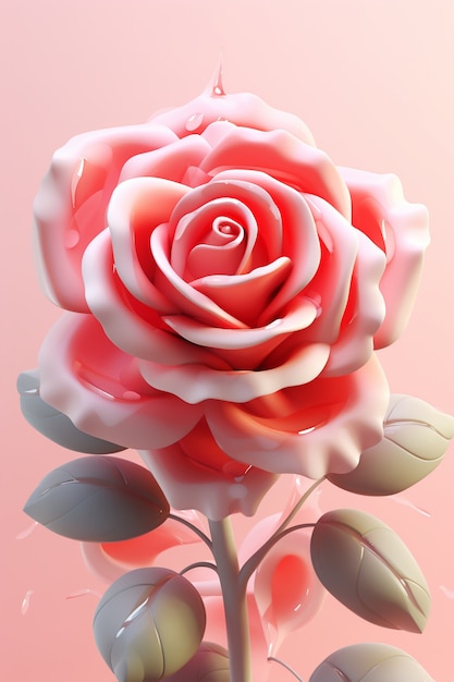 Free photo beautiful pink rose in studio