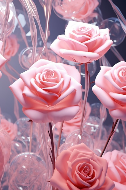 Beautiful pink roses in studio