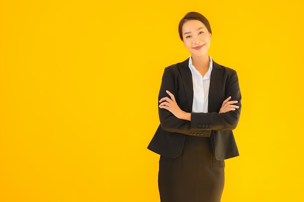 Beautiful portrait young business asian woman happy smile