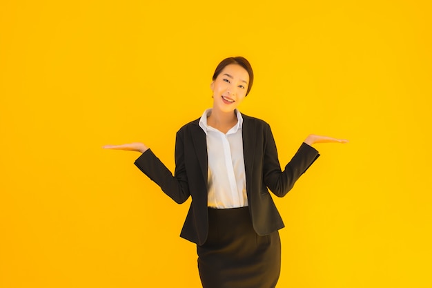 Beautiful portrait young business asian woman happy smile