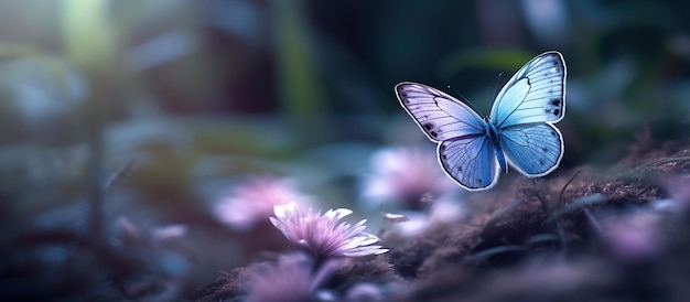 Beautiful purple blue butterfly AI generated image