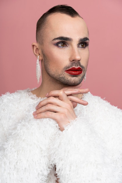 Beautiful queer person with make-up