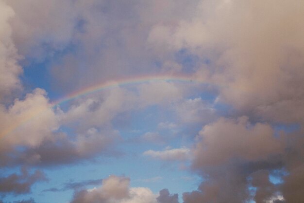 Beautiful rainbow against blue sky background