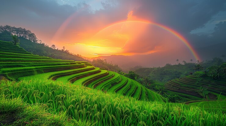 Free Photo beautiful rainbow  in nature