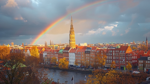 Beautiful rainbow  in nature