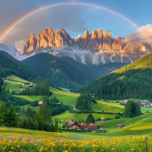 Beautiful rainbow in nature
