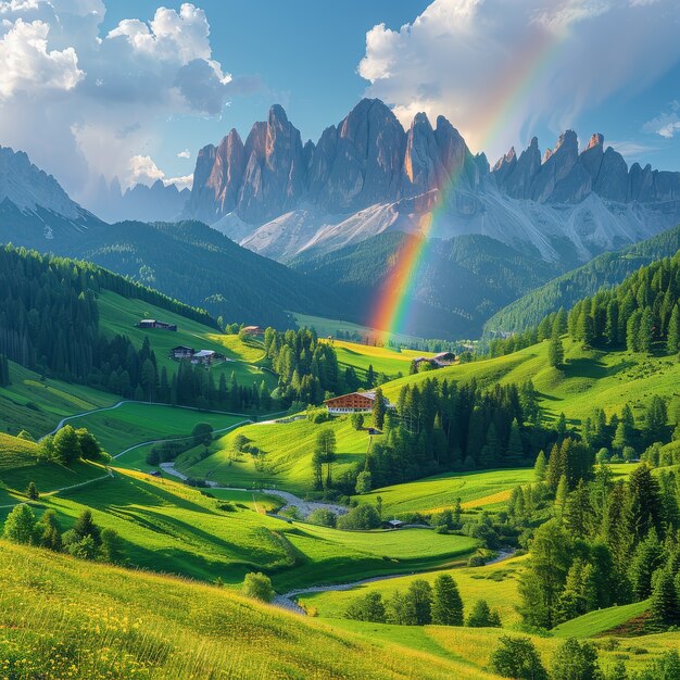 Beautiful rainbow in nature