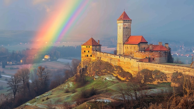 Beautiful rainbow in nature