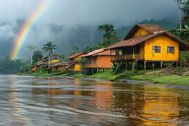 Free photo beautiful rainbow in nature