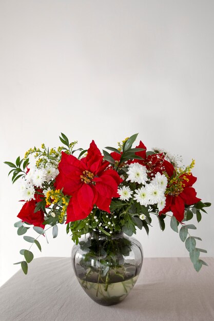 Beautiful red poinsettia composition