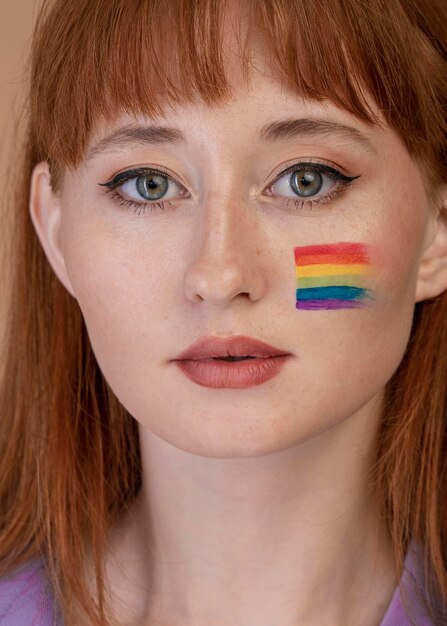 Beautiful redhead woman on pride day