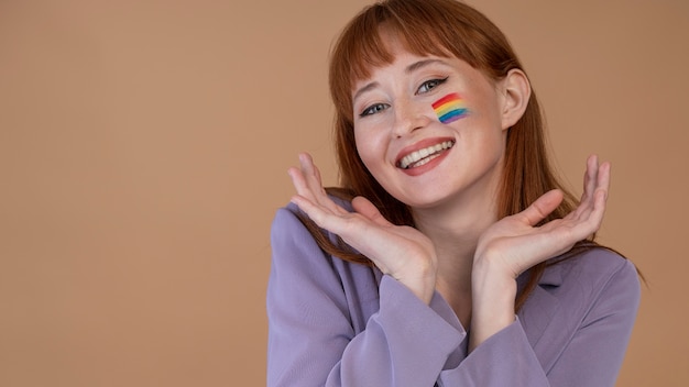 Beautiful redhead woman on pride day