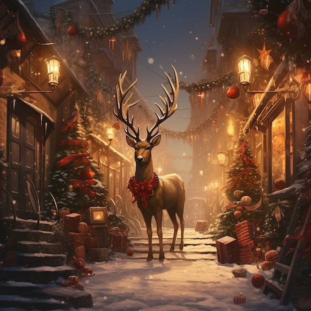 Beautiful reindeer in town