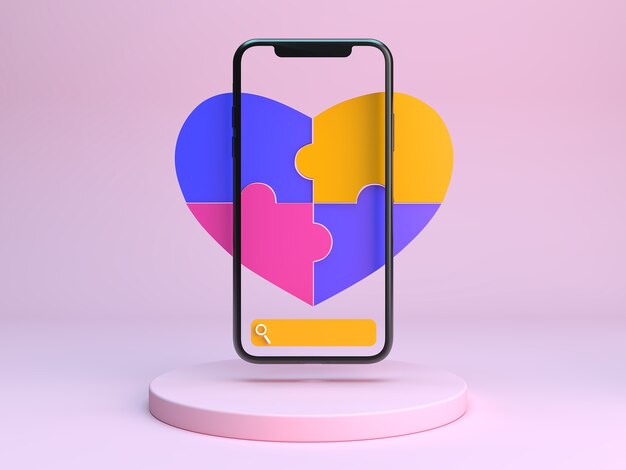 데이트 앱 개념의 아름다운 렌더링