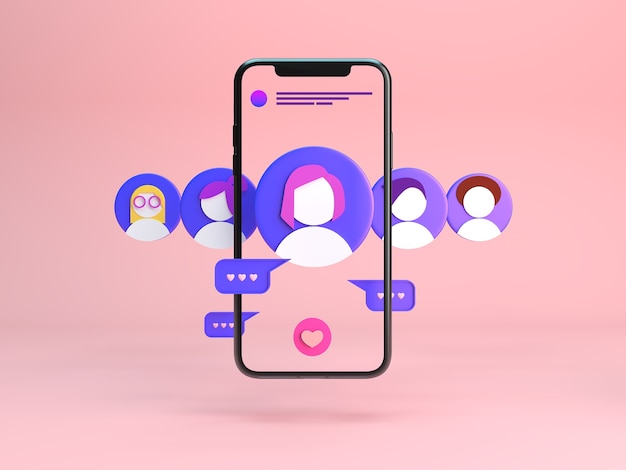 Beautiful rendering of dating app concept